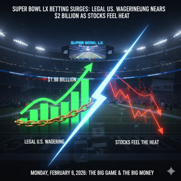 855-Super Bowl LX betting surges; legal U.S. wagering nears $2 billion as stocks feel the heat.