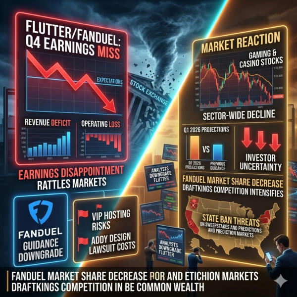 831-Flutter/FanDuel earnings miss and guidance disappointment rattles markets.